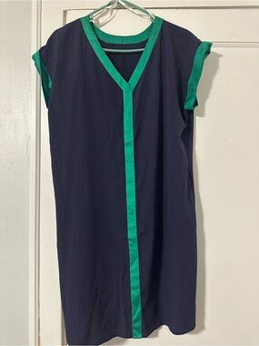 Charming Charlie Navy Midi Dress with Green Trim